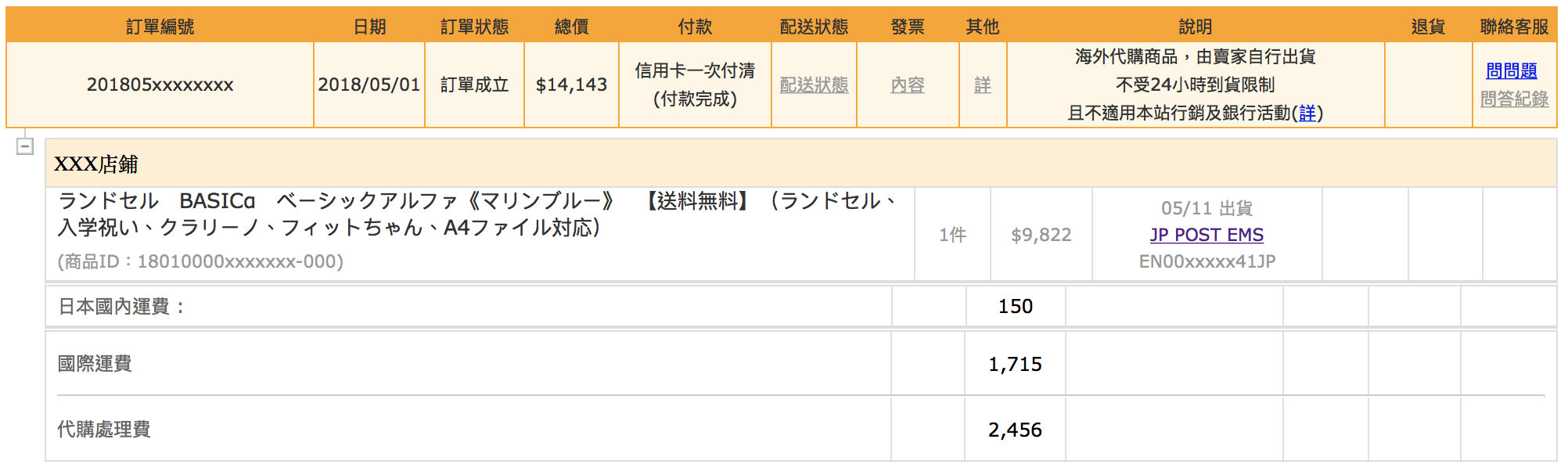 訂單明細