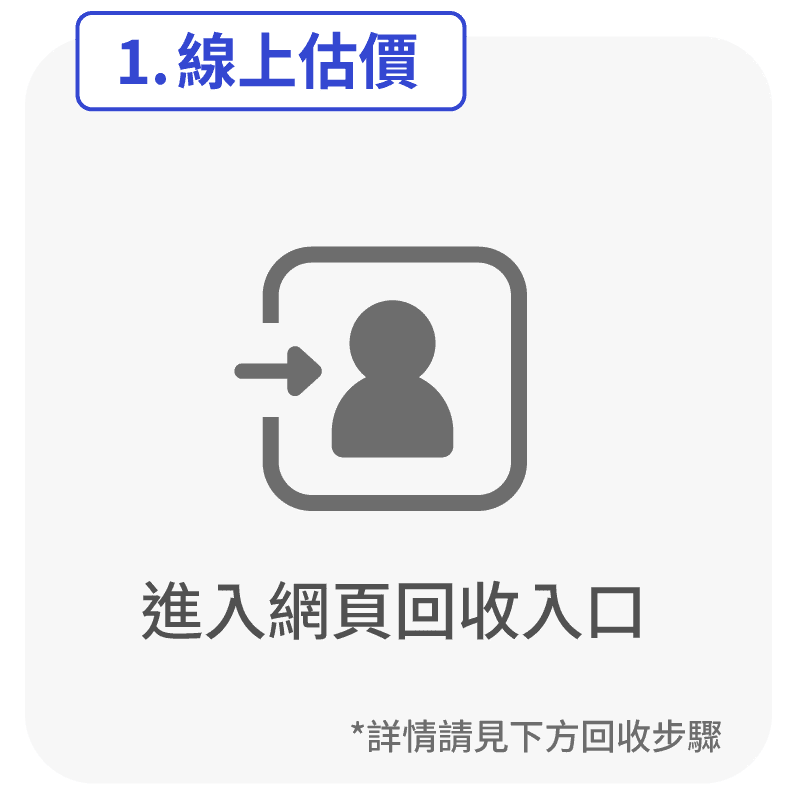 1.線上估價 進入網頁回收入口 *詳情請見下方回收步驟