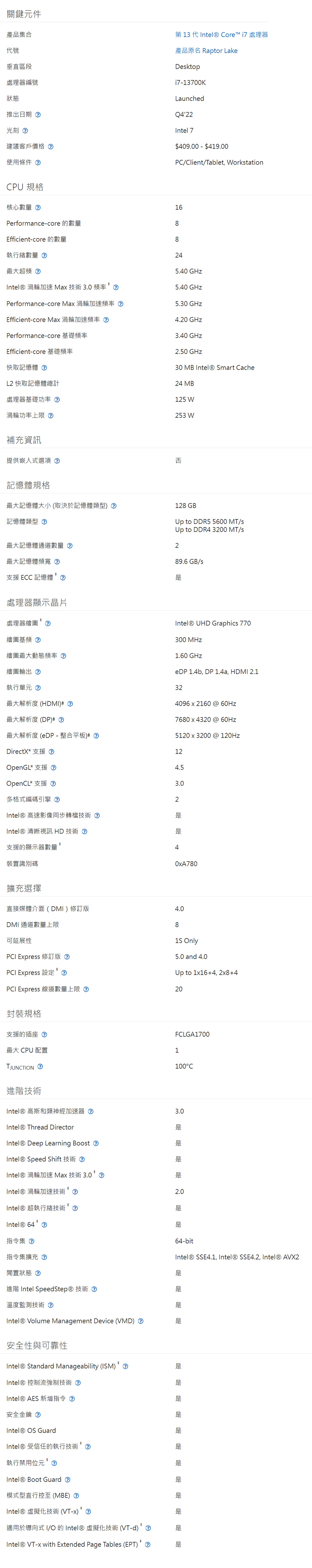 Intel Core i7-13700K 代理盒｜德總電腦- 光華商場3C專賣店