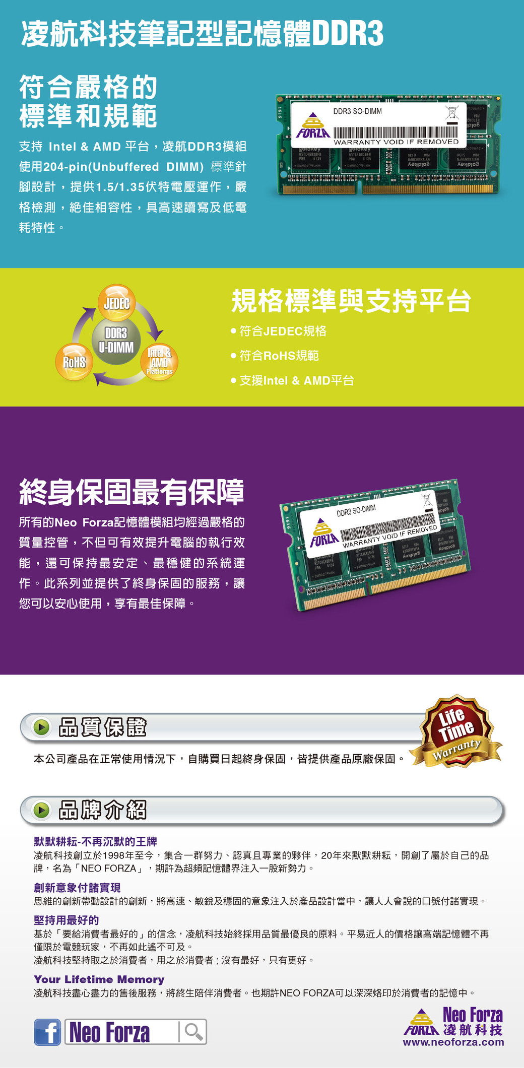 Neo Forza DDR3 1600 8GB PChome 24h 
