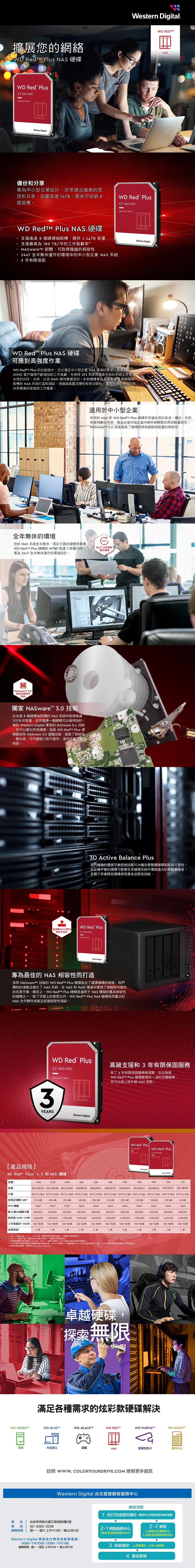 WD【紅標Plus】(WD101EFBX) 10TB/7200轉/256MB/3.5吋/3Y - PChome 24h購物