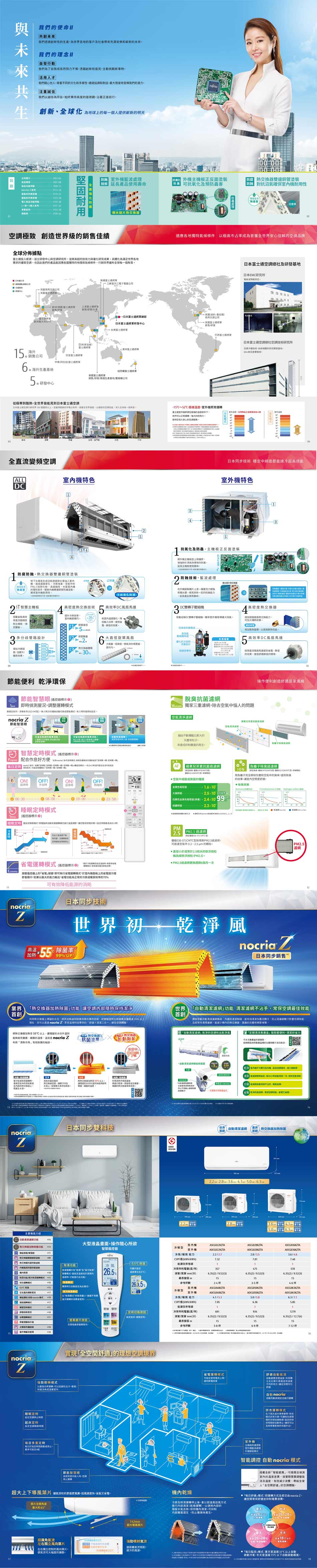 們命 共創未我們各客戶社會帶充滿安樂未来未我們念II發 來我們了自我成努創主動挑戰新才我們關心他尊重同文樣性對限地我們潛力注重誠信我們誠信始終秉持道德行創新化 為地球每人供明 8理人 產品用命主正反面 抗化預蟲害塗對抗確保性極致 創造銷佳績水球佈點鉅資設發心調研究所技術力與化研究成果體化為滿足世界各地需求質也因我們產品因獨特地理與世界球每個角落天電適各地獨特候條件 極高市占成為普全世界信賴品牌售研總部本中心 公司 海外 5研發中心印度中東富通销售研發產基地公司巴西士通軍日本富士通總社研發基地日本EM研究所電波用礙日本富士通調總社技術研究所 GENERL從極寒酷全世界皆能見日本富士通日本富士行銷世界 00 個高的世界的空全球每一個5~ 極照常板端條件下外為全LL特色36防防蝕銅塗裝地 沼透入室中的PM5化具性的殺手邊銅裝確保性2智慧直流變頻多分歧設計媒 的耐用力供安心的空調225日本同步技術 穩中締造速高室外特色抗氧化防蟲正反面塗裝外機主機板氣與的主機板用壽防蝕技術藍波處理機樹脂膜使其一的抗延長產品壽命3高密度熱交換技術高D扇D雙子壓縮機高密度提升熱機變化DC雙轉確保室外機發揮增與路熱率電靜的效果大直徑旋葉扇2.量使  節能便利 環保節能智慧器標示偵況調全多系列分模 節能智慧智慧 器標示配合作息音增加面積以高DC扇馬採用直流馬的效果的環境脫臭抗濾 獨三重濾去中惱人的題藉由提较大的灰等粒子來成的再據定一間清淨網操作便利創造居家風格子網ON!OFF!ON!OFF!起床家0630 0800 00 23定AF 蘋果兒茶素抗過中的種類10抗話性金黃色10負離子過用負離子完全移除和空氣中的臭除腐的效果更適·除效果 遙控器標示睡眠應整我過定為9省電 器標示壓遙控器上的省電按鍵即執行省電機面板上的省電提示即會顯示如果以大的輸出省電為正常的冷效率的70nocria降低的耗PM  網2.5- 優級036-071CMTC採用新PM2.5過濾空氣中0.3-2.5u 的直徑小等於2.5微米的微粒懸浮微粒PM2.5PM2.5過6個月日本同步技術世界初乾淨風高除率 生99% UP!nocria日本同步銷售PM2.512業界空調部隨潔淨世界 不常保空調最佳效能首創熱交換器上滯留的將其效果的專利技術經實驗去及測邊 99%以透過 nocria 科技帶來的清空調搭載濾網的頭能有效清潔灰塵及防止因濾網空調效能性濾網能機的熱交換器風的灰塵和球將熱交换器加熱至 的水份到清潔濾網乾淨的乾淨風定期清洗裝便利清潔好省力菌菌的nocria  熱交換器塗層加熱除菌大利用作用有效除菌的秘訣水洗能地的清洗乾淨將空氣中的氧的上而具有抗菌塗的將加熱至55C讓殘留的水份為 再使生菌。日本同步雙科技nocriaDESIGN清潔世界清潔網不及空減消一次,保持空氣不沾手,。首創熱交換器加熱除菌   主要介紹清潔達網大晶畫面,操作隨心所欲機ASCG022KZTA日 熱交換器加熱功能智慧遙控器型室外機AOCG02BKZTA冷2.2ASCG036KZTAADCGO36KZTACSPF功能冷氣C 效率111,投定.5冷度年357475功能冷除轉式 +,此功。問現加活時模式。m分管m參考數2(3)(2)(3)5(2)(3)15153-5154-6坪室內機ASCG040KZTA型比模式的少,  模式「冷的使用。室外機冷/能力CSPF (/kWh)「能源效率等級ASCG063KZTAAOCG063KZTA//6.3/6.36111自「按超:冷房年耗電量(度/年)1279液管/氣管mm(分)(2)/9.52(3)6.35(2)/9.52(3)6.35(2)(4)「螢幕顯示一最長管m151515參考坪數坪6-9坪7-12坪 主機板15nocriaZ強勁運轉模式17 睡眠定時 起床 空調多定時每日於可4實現「全舒適的理想空調境界節能智慧到室內時,空調上下導風讓的更寬廣,速度快,省能又省電。全最65超廣角左右獨立 左右提立控制的風向片。使可大幅度的。和2mm超大眼度片強勁氣流遠距離氣流速冷的。機內省電運轉模式舒適自動氣流可使用效果冷房及運轉停止後,會以溫風方式進行清潔(運轉),以便將內部的殘留水氣去除,保持機內清潔,可内部磁菌,防止味產生。A-A或應空間溫度,利用立左右葉片風溫度的,讓全空間自助 nocria自動及進行運運轉模式在或時,模式方便,可在裡的物乾燥。好衣時間即自動停止,讓及時的外出。室外機主板防室外波處理智能調控 自動 nocria 模式14搭載全新「智能感應」,可搜尋偵測室內的溫度差異,按實際需要調整氣流及溫度,有效減少浪費,帶給全家人「全空間舒適」的空調。「每日舒適」模式:把運轉方式交由 nocria Z:讓空間常保舒過並抑制電費浪費。「秋天26-28c26~28℃「每日監控」模式:達°C以上自動啟動冷氣,冬天室温達15°C以下自動動。18