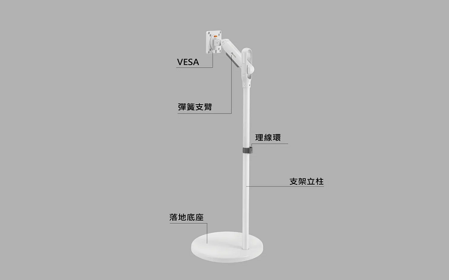 VESA彈簧支落地底座理線環支架立柱